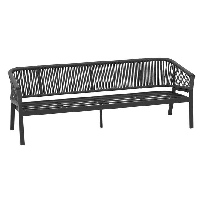 Garden lounge set ORIENGO Anthracite / Graphite 5 seats - Epoxy-treated aluminum, FSC® certified acacia, Polyester Anthracite / Graphite