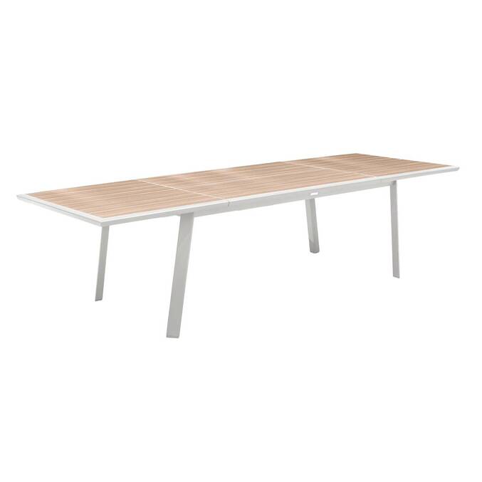 Extendable garden table PAVANE Linen / White 12 seats - Epoxy-coated aluminum Linen / White