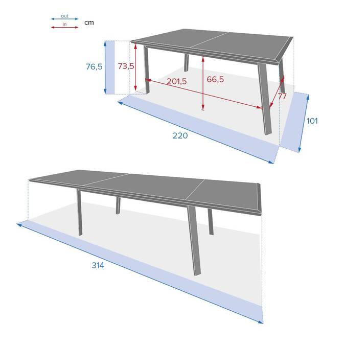 Extendable garden table PAVANE Linen / White 12 seats - Epoxy-coated aluminum Linen / White