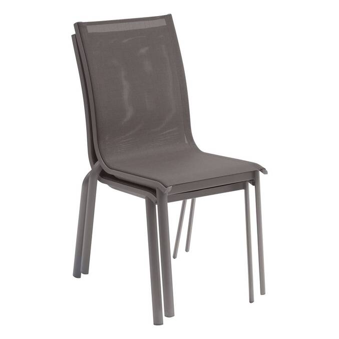 Stackable garden chair AXANT Wengé / Praline Epoxy-treated aluminum, Texaline Wengé / Praline