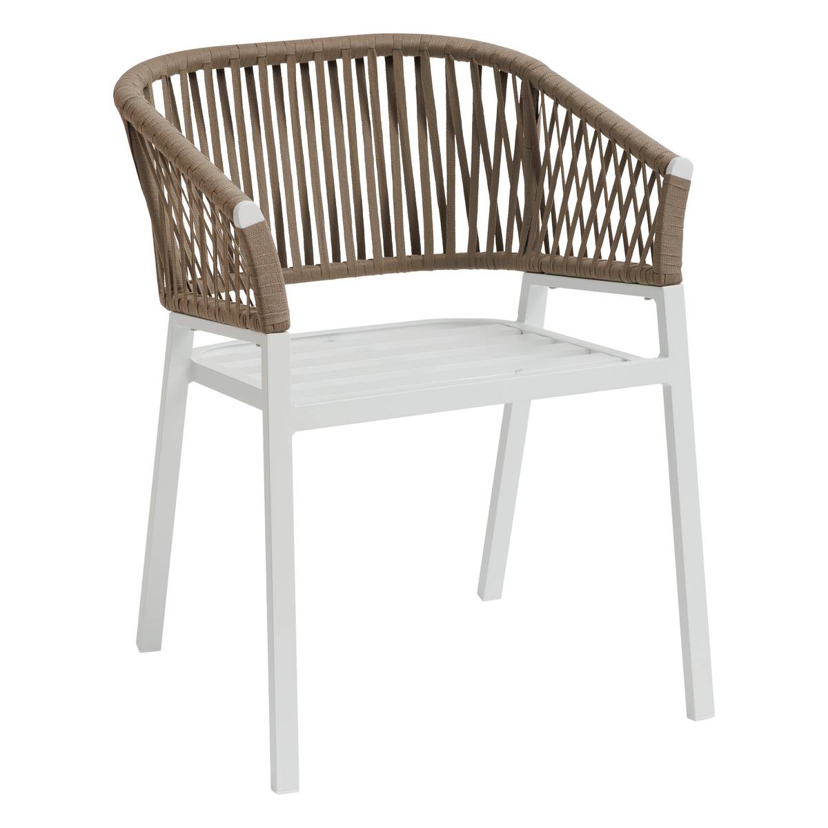 Set of 2 garden chairs ORIENGO Taupe / White Aluminum, Braided Mesh, Polyester Taupe / White