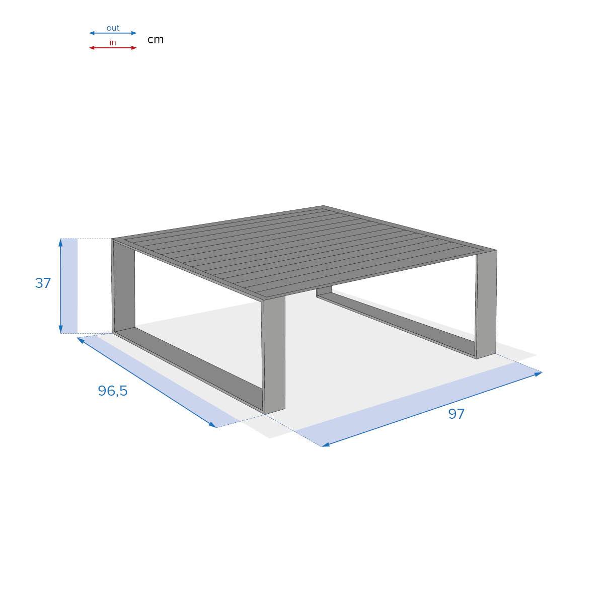 Square garden coffee table ALLURE Graphite 97 x 97 x 37 cm - Epoxy-coated aluminum Graphite