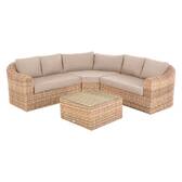 Garden furniture set MOORÉA Savana 5 seats - Epoxy-treated aluminum, Woven resin, Polyester Savana