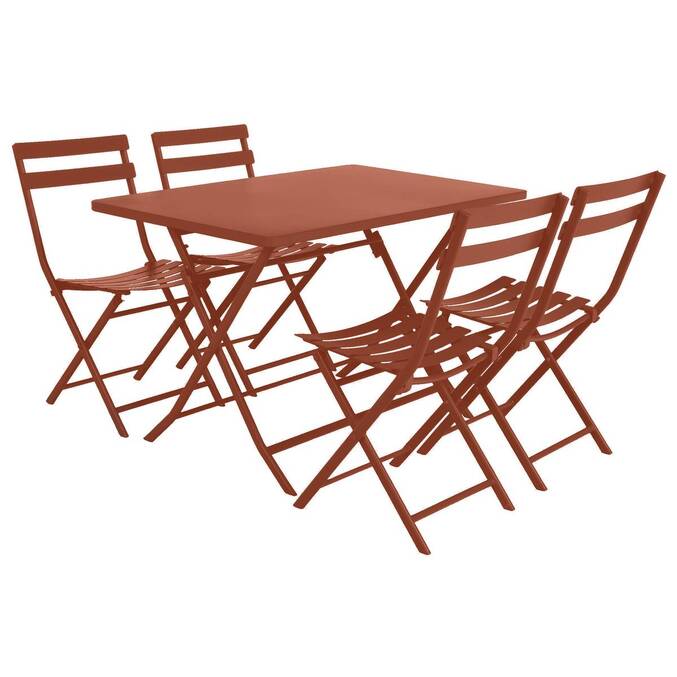 Rectangular folding garden table GREENSBORO Amber 4 seats - Epoxy treated steel, Reinforced anti-rust treatment Amber