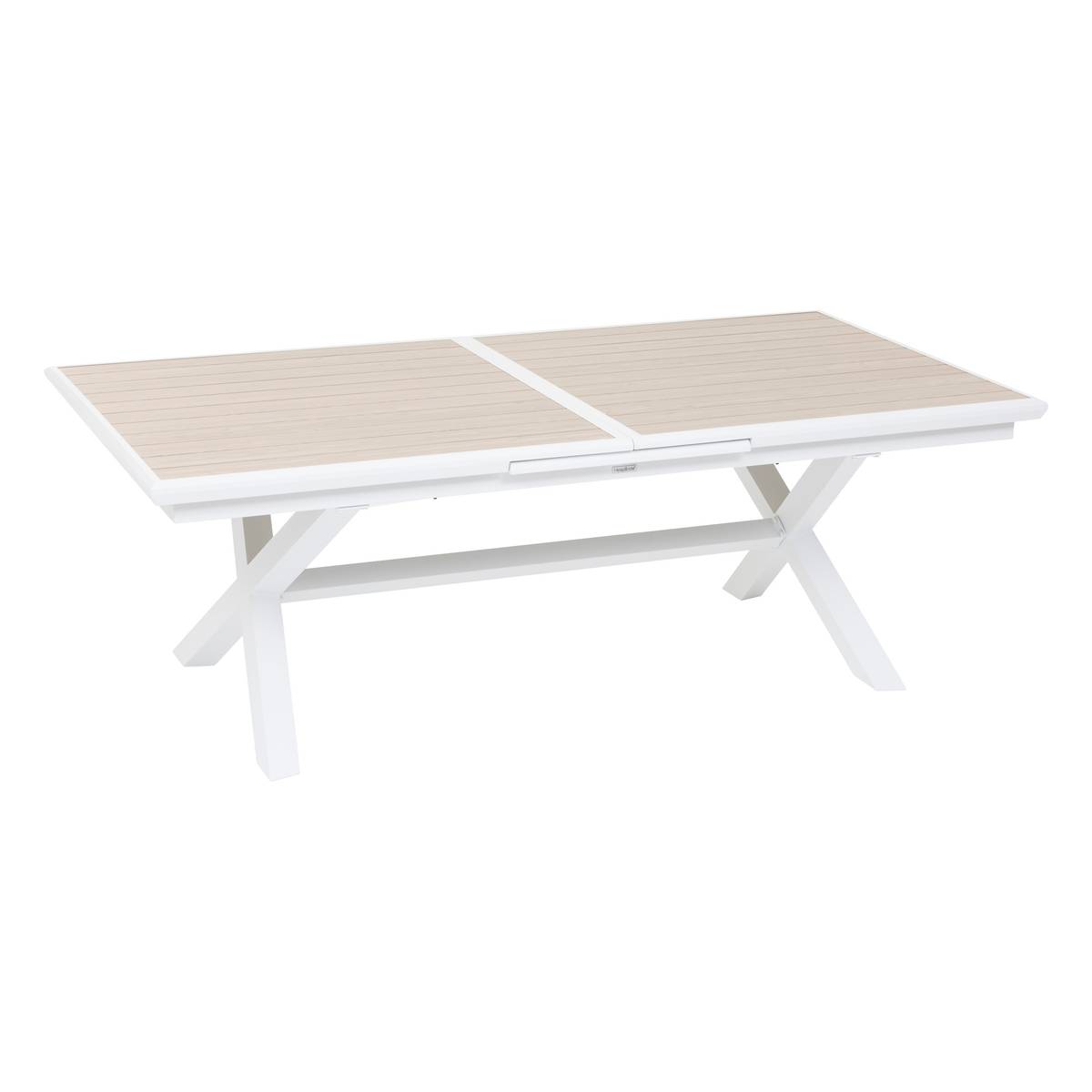 Extendable garden table AXIOME Wood effect linen / White 10 seats - Epoxy-coated aluminum Linen / White