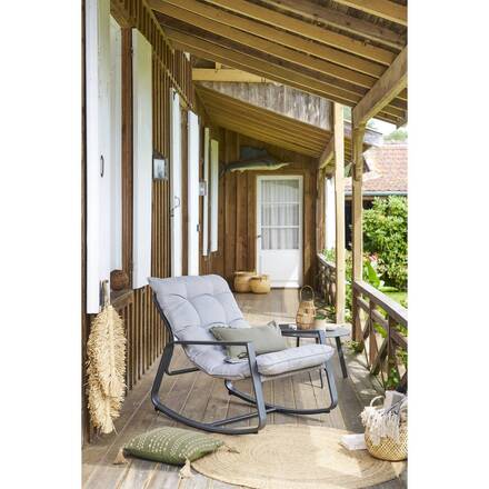 Rocking chair FELINIO Grey Epoxy-coated steel, Reinforced rust treatment