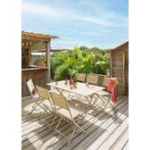 Set of 4 folding garden chairs MODULA Linen / Clay Epoxy-coated steel, Texaline Linen / Clay