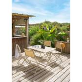Set of 4 folding garden chairs MODULA Linen / Clay Epoxy-coated steel, Texaline Linen / Clay