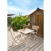 Set of 4 folding garden chairs MODULA Linen / Clay Epoxy-coated steel, Texaline Linen / Clay