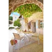 Stackable garden chair with arms ESSENTIA Linen / White Epoxy-treated aluminum, Texaline Linen / White