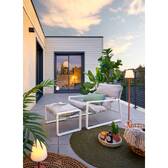 Garden relax armchair LAMBINIO White / Light grey Epoxy-treated aluminum - Olefin Light grey / White