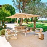Tilt rectangular cantilever parasol MELHIA Linen / Clay 4 x 3 m - Epoxy-treated aluminum, Steel, Olefin Linen / Clay