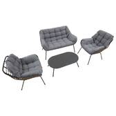 Garden lounge set PAOPAO Grey / Graphite 4 seats - Epoxy treated steel, Polyester Grey / Graphite