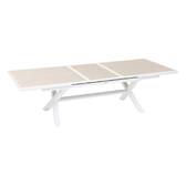 Extendable garden table AXIOME Wood effect linen / White 10 seats - Epoxy-coated aluminum Linen / White