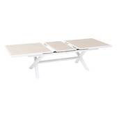 Extendable garden table AXIOME Wood effect linen / White 10 seats - Epoxy-coated aluminum Linen / White