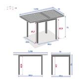 Extendable garden table FOLYA Eucalyptus / Graphite 4 seats - Epoxy-treated aluminum, FSC® certified eucalyptus Eucalyptus / Graphite