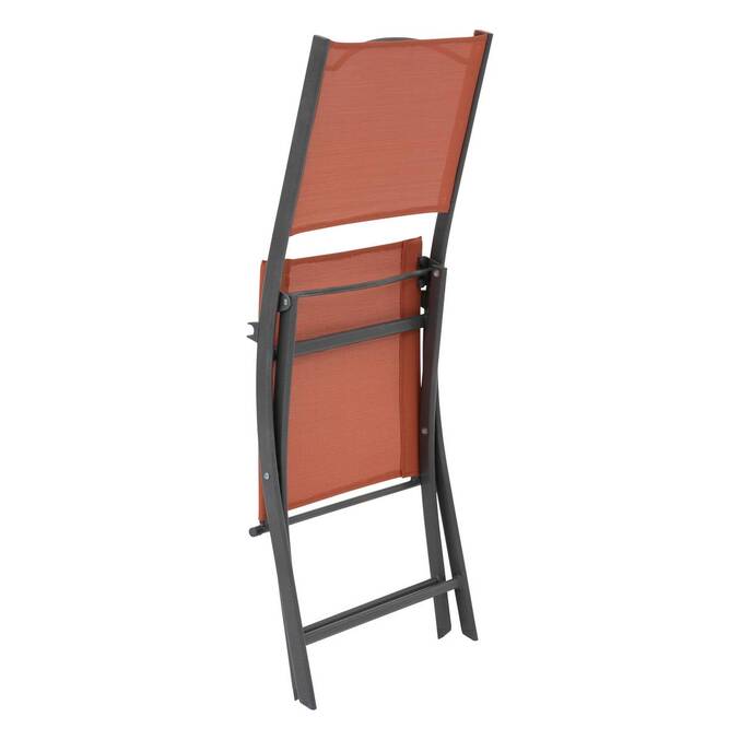 Set of 4 folding garden chairs MODULA Amber / Graphite Epoxy-coated steel, Texaline Amber / Graphite