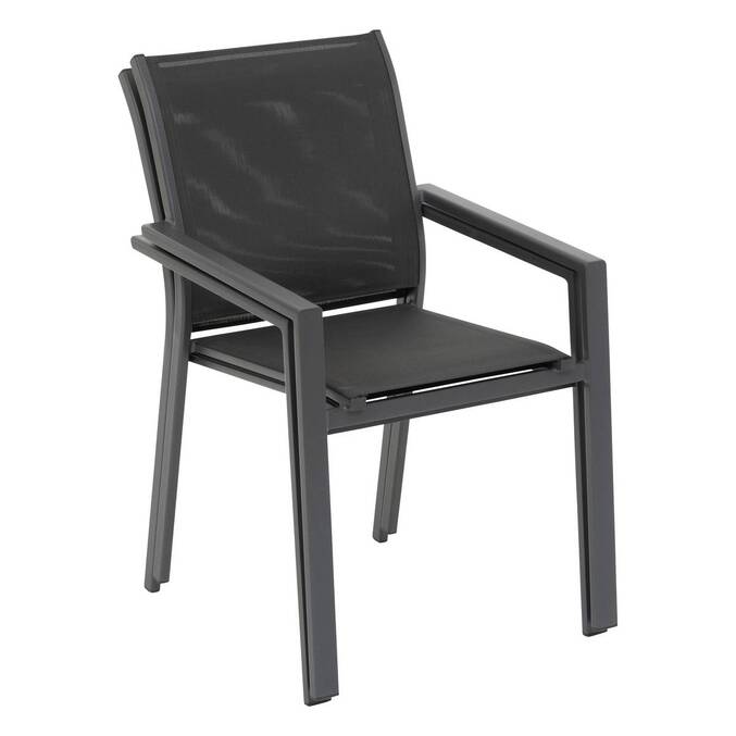 Stackable garden chair with arms ESSENTIA Anthracite / Graphite Epoxy-treated aluminum, Texaline Anthracite / Graphite