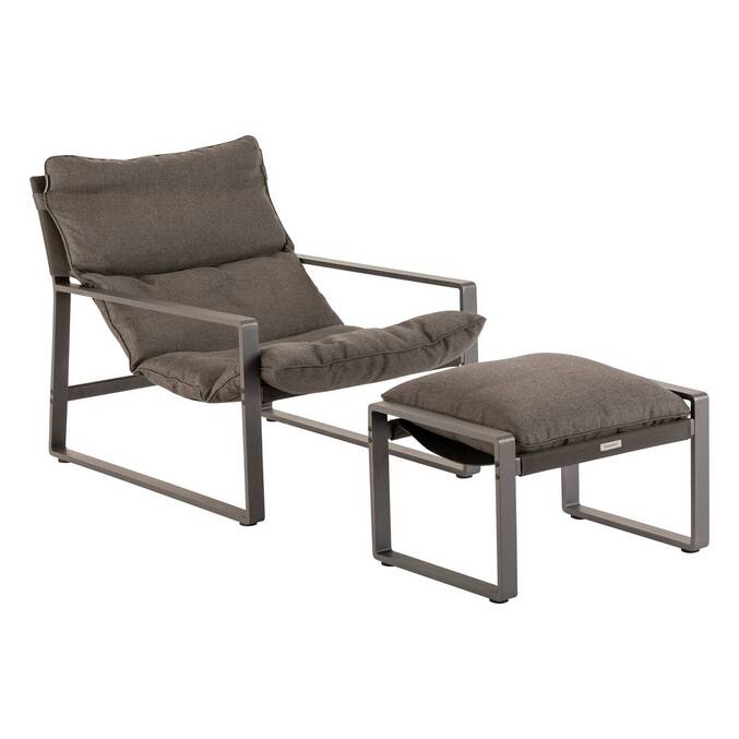 Garden relax armchair LAMBINIO Graphite / Dark grey Epoxy-treated aluminum - Olefin Dark grey / Graphite