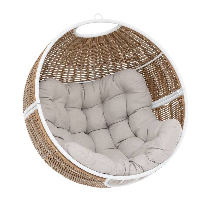 Hanging egg chair ORBIANA Taupe / White Epoxy-coated steel, Polyester3741