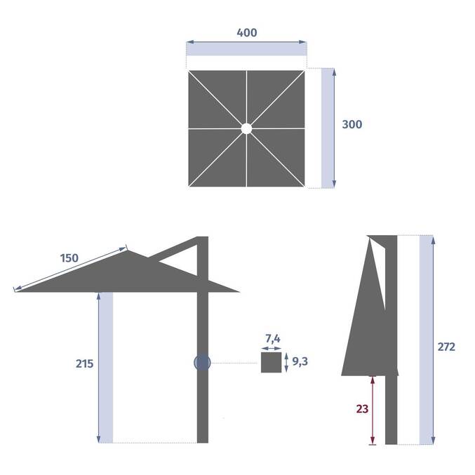 Tilt rectangular cantilever parasol MELHIA Linen / Clay 4 x 3 m - Epoxy-treated aluminum, Steel, Olefin Linen / Clay