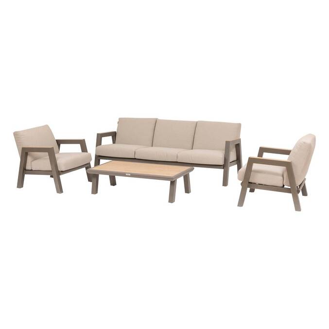 Garden lounge set AXIOME Beige / Praline 5 seats - Epoxy-treated aluminum, Texaline, Olefin Beige / Praline