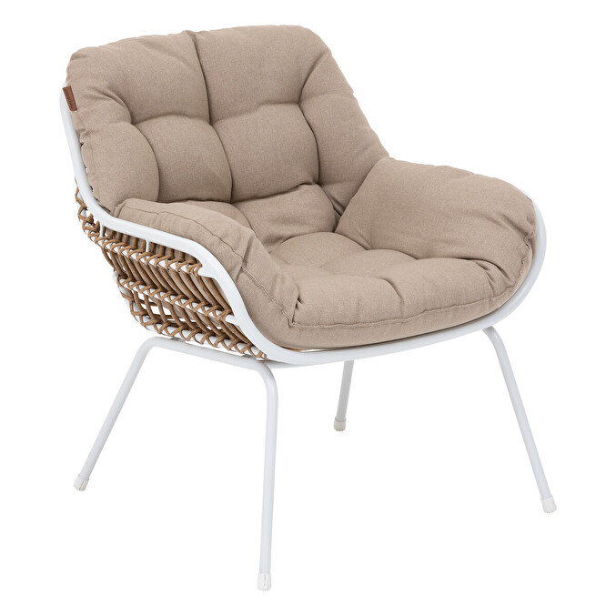 Garden lounge set PAOPAO 4 seats - Epoxy treated steel, Polyester Beige / White