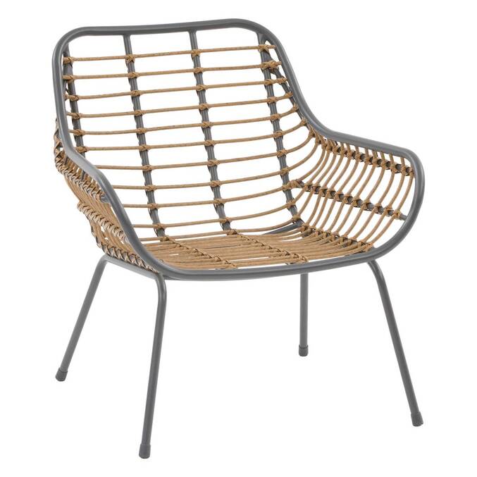 Garden lounge set PAOPAO Grey / Graphite 4 seats - Epoxy treated steel, Polyester Grey / Graphite