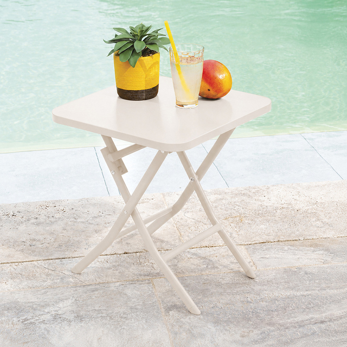 Square garden side table GREENSBORO Clay 40 x 40 cm - Steel, Reinforced Anti-Rust Treatment Clay