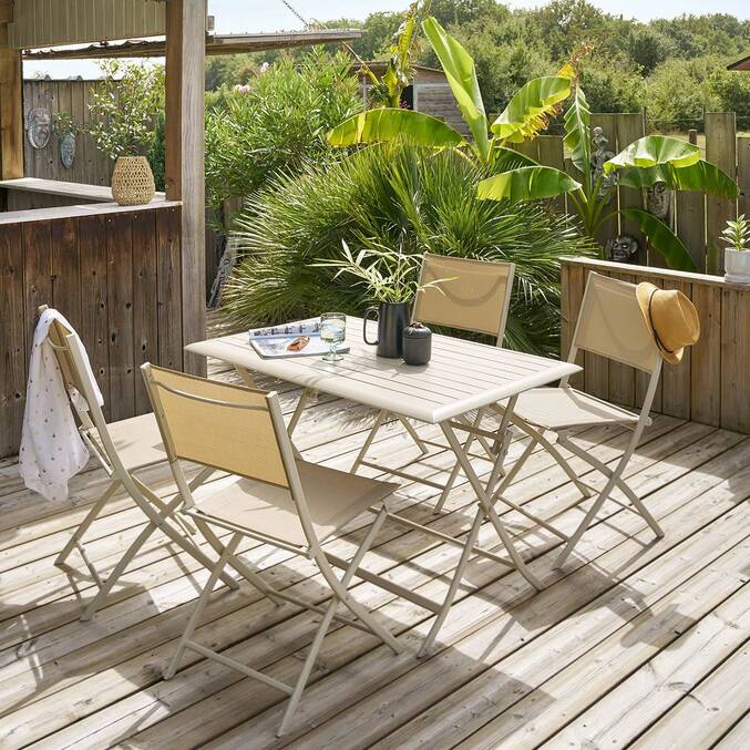 Rectangular folding garden table AZUA Clay 4 seats - Epoxy-coated aluminum Clay