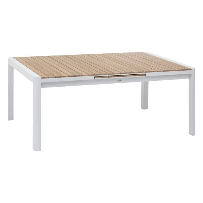 Extendable garden table PARADIZE Acacia / White 12 seats - Epoxy-treated aluminum, FSC® certified acacia Acacia / White