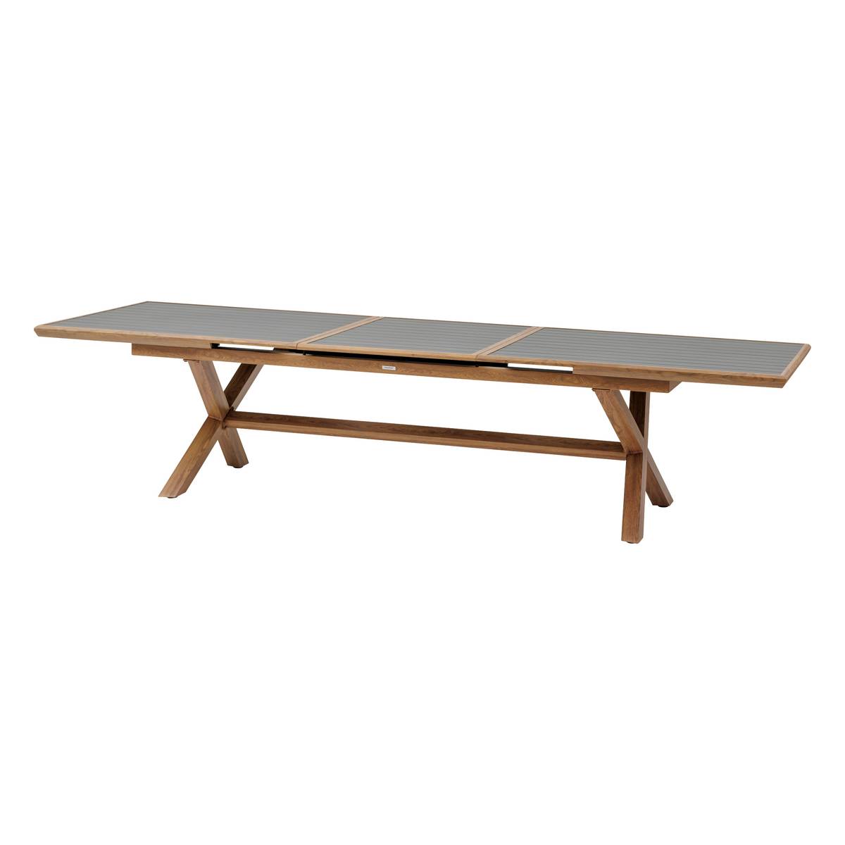 Extendable garden table AXIOME Graphite / Honey 12 seats - Epoxy-coated aluminum Graphite / Honey