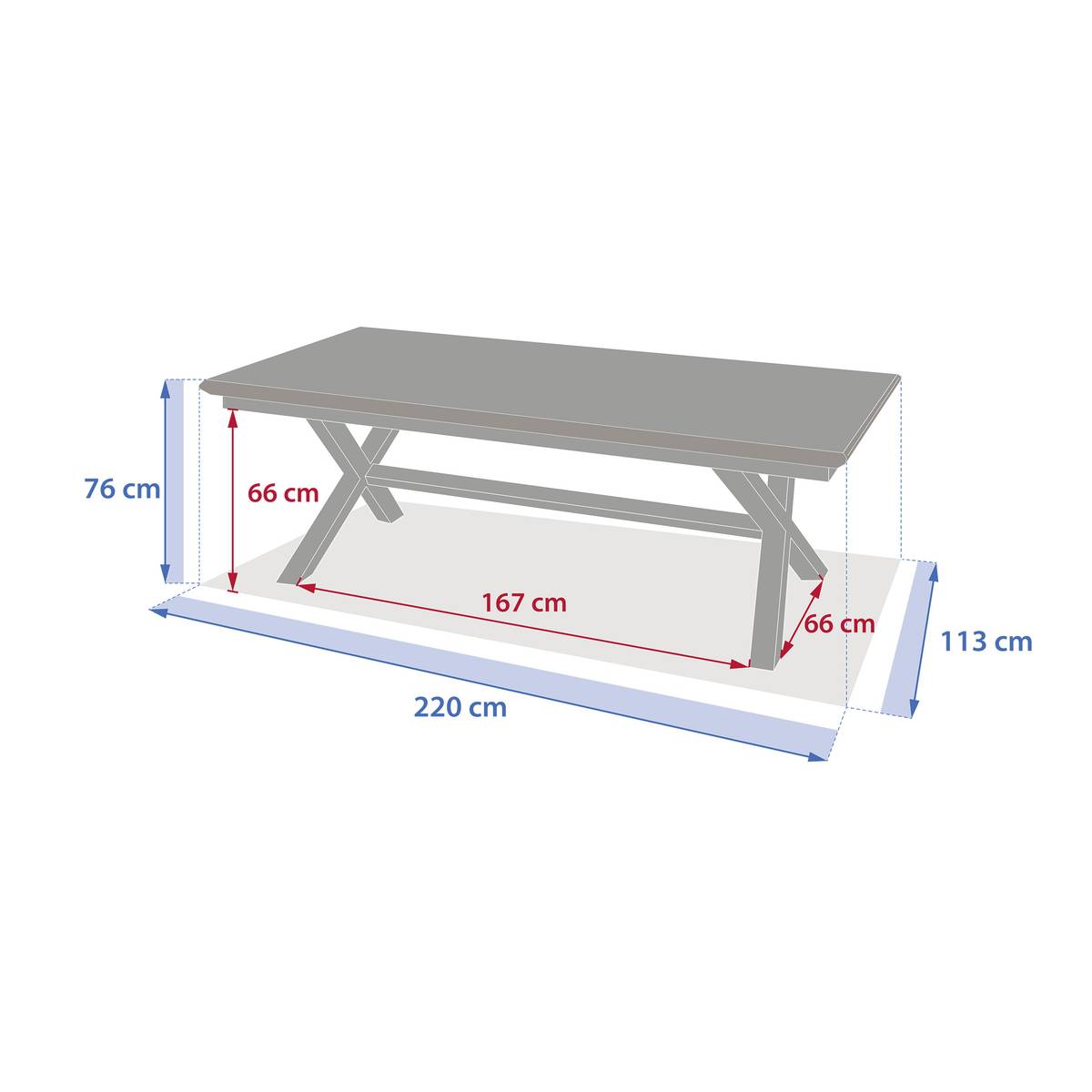 Extendable garden table AXIOME Graphite / Honey 12 seats - Epoxy-coated aluminum Graphite / Honey