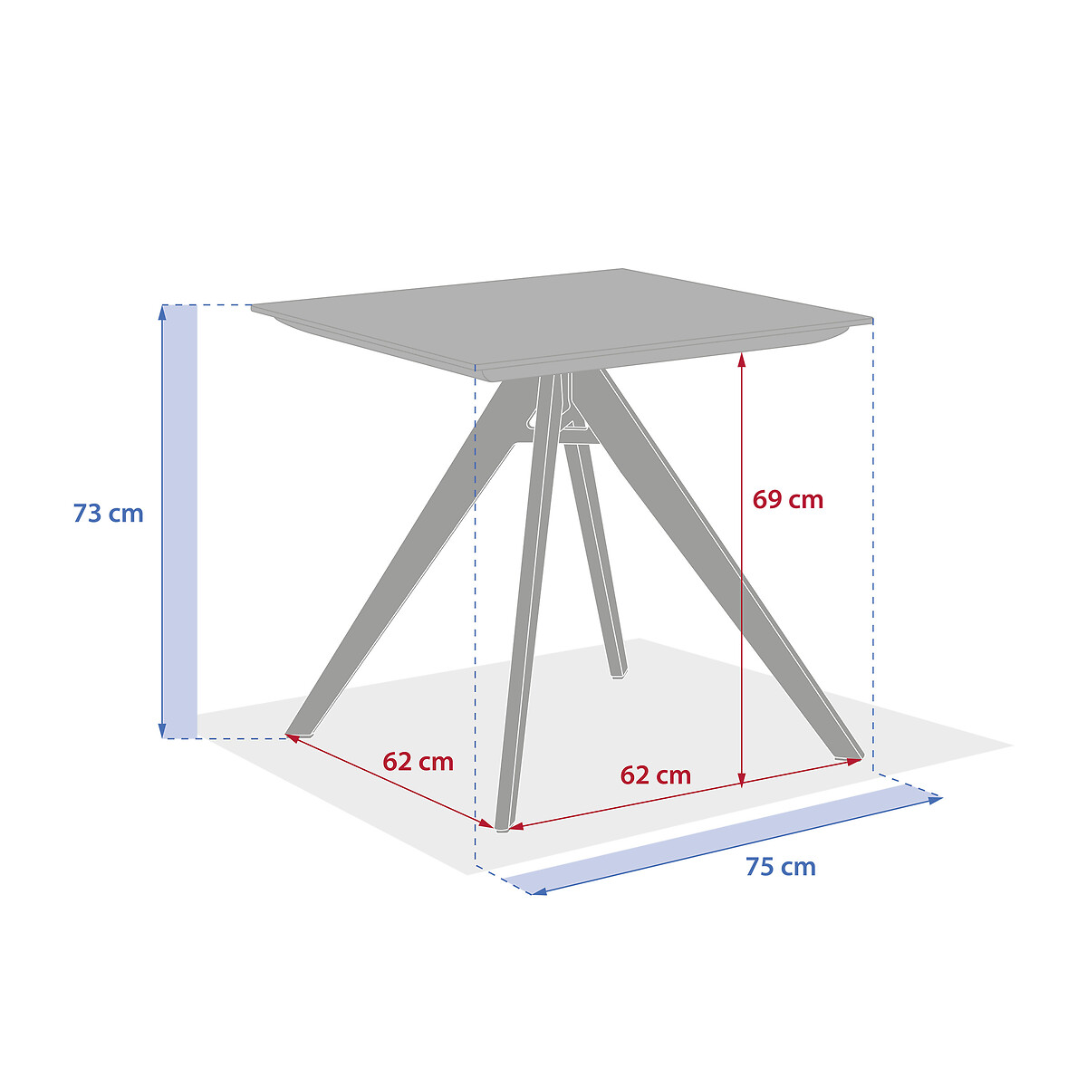 Square garden table TERZANO Vanilla & Clay 2-seater - Epoxy-treated aluminum Vanilla / Clay