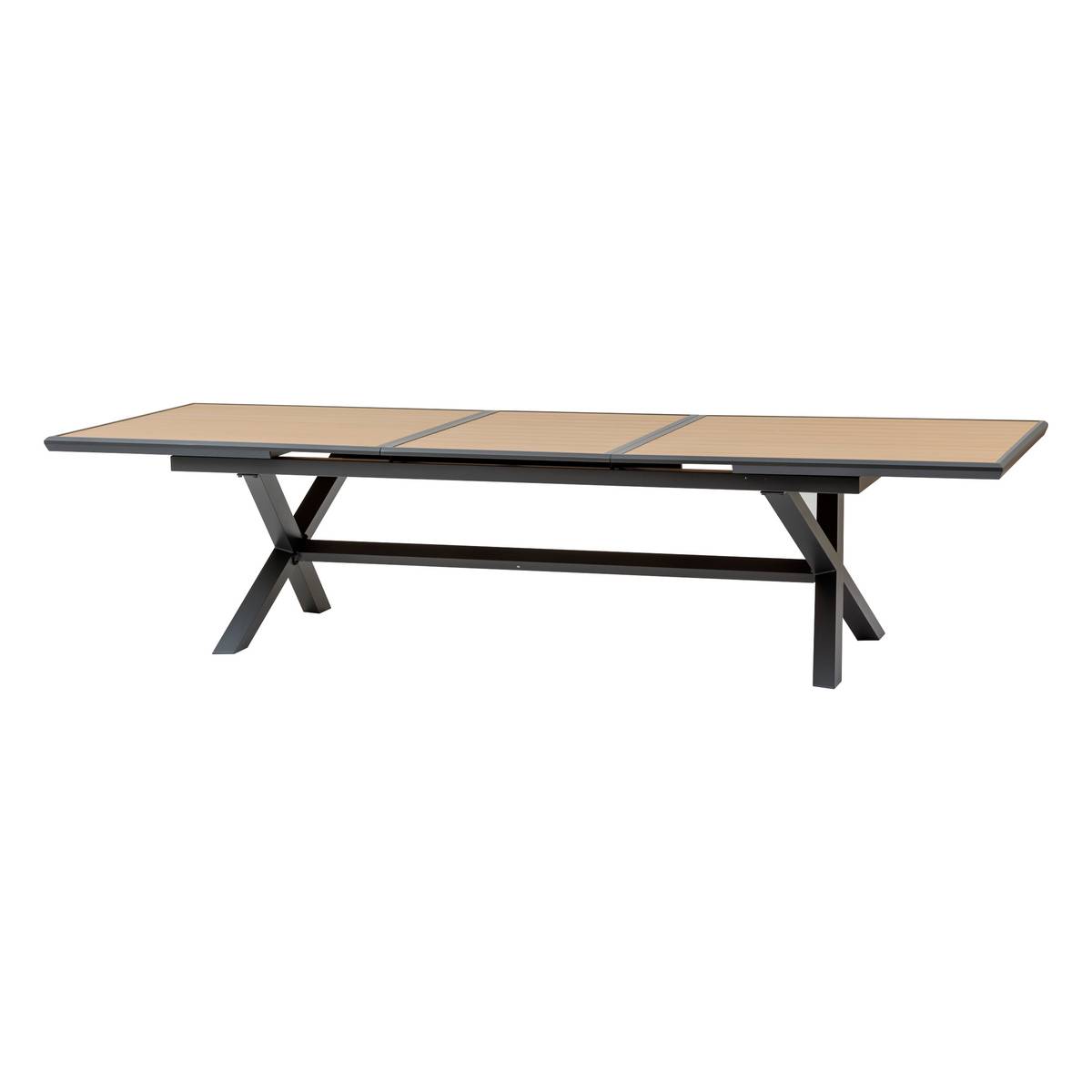 Extendable garden table AXIOME Wood Effect Walnut / Graphite 12 seats - Epoxy-coated aluminum Walnut wood effect / Graphite