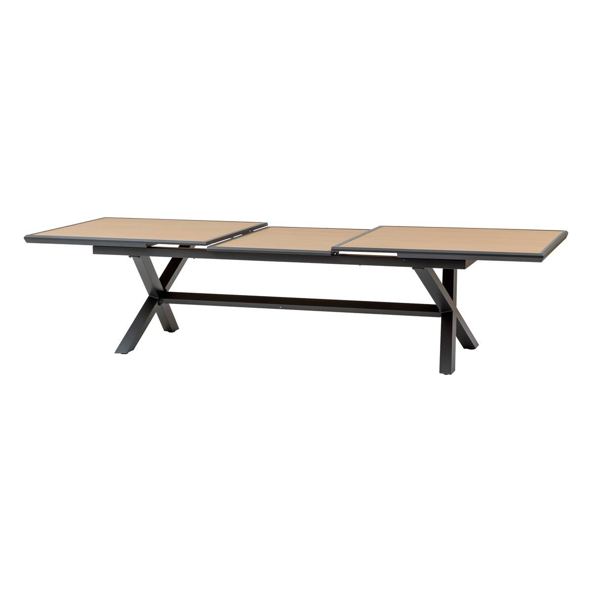 Extendable garden table AXIOME Wood Effect Walnut / Graphite 12 seats - Epoxy-coated aluminum Walnut wood effect / Graphite