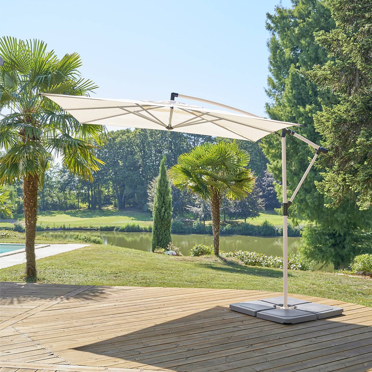 Offset square parasol MANOA Clay / Wheat 2.5 x 2.5 m - Epoxy-treated aluminum, steel, polyester Clay / Wheat