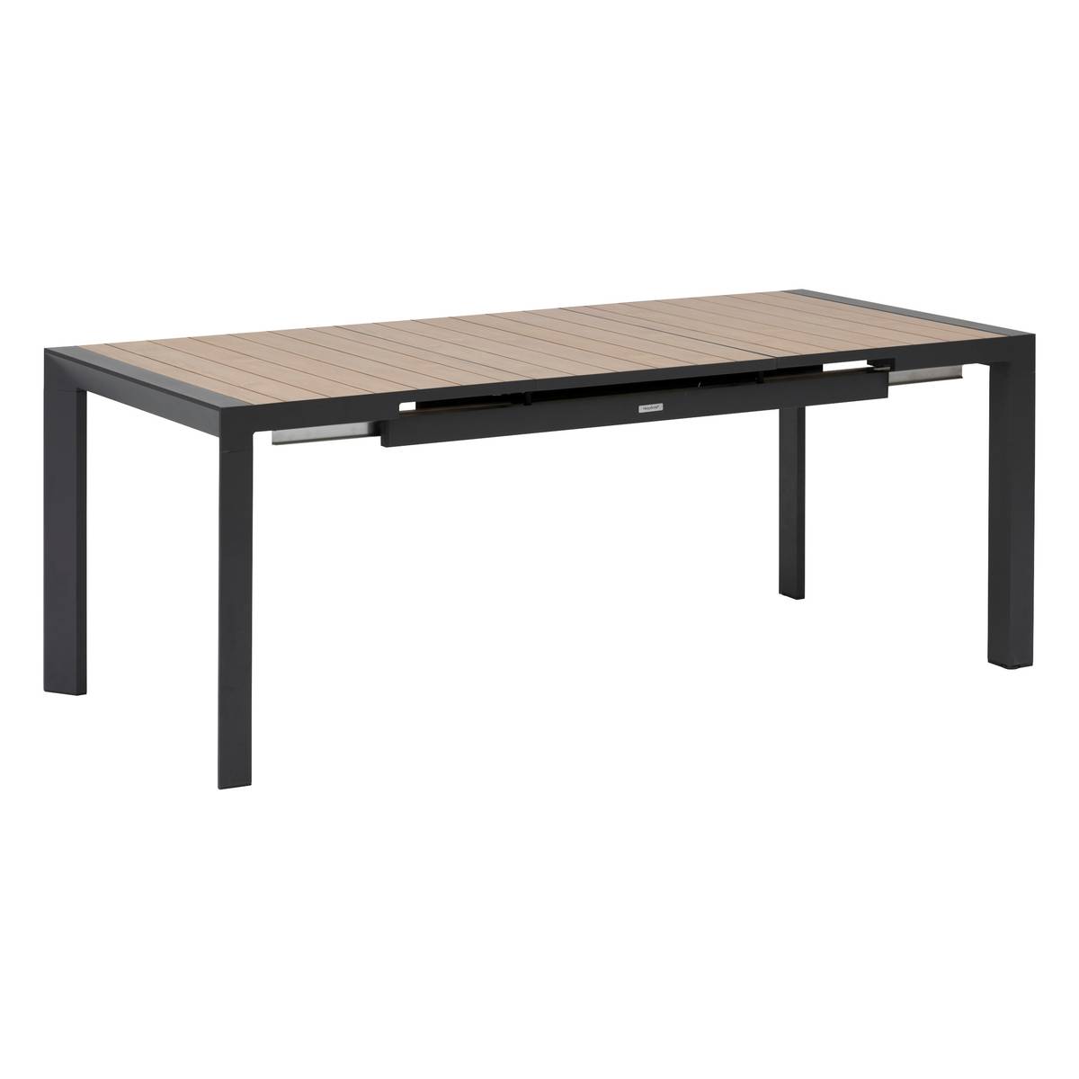 Garden table ÉVASION Wood effect Honey / Graphite 8 seats - Epoxy-treated aluminum, wood-effect aluminum slats Wood Effect Honey / Graphite