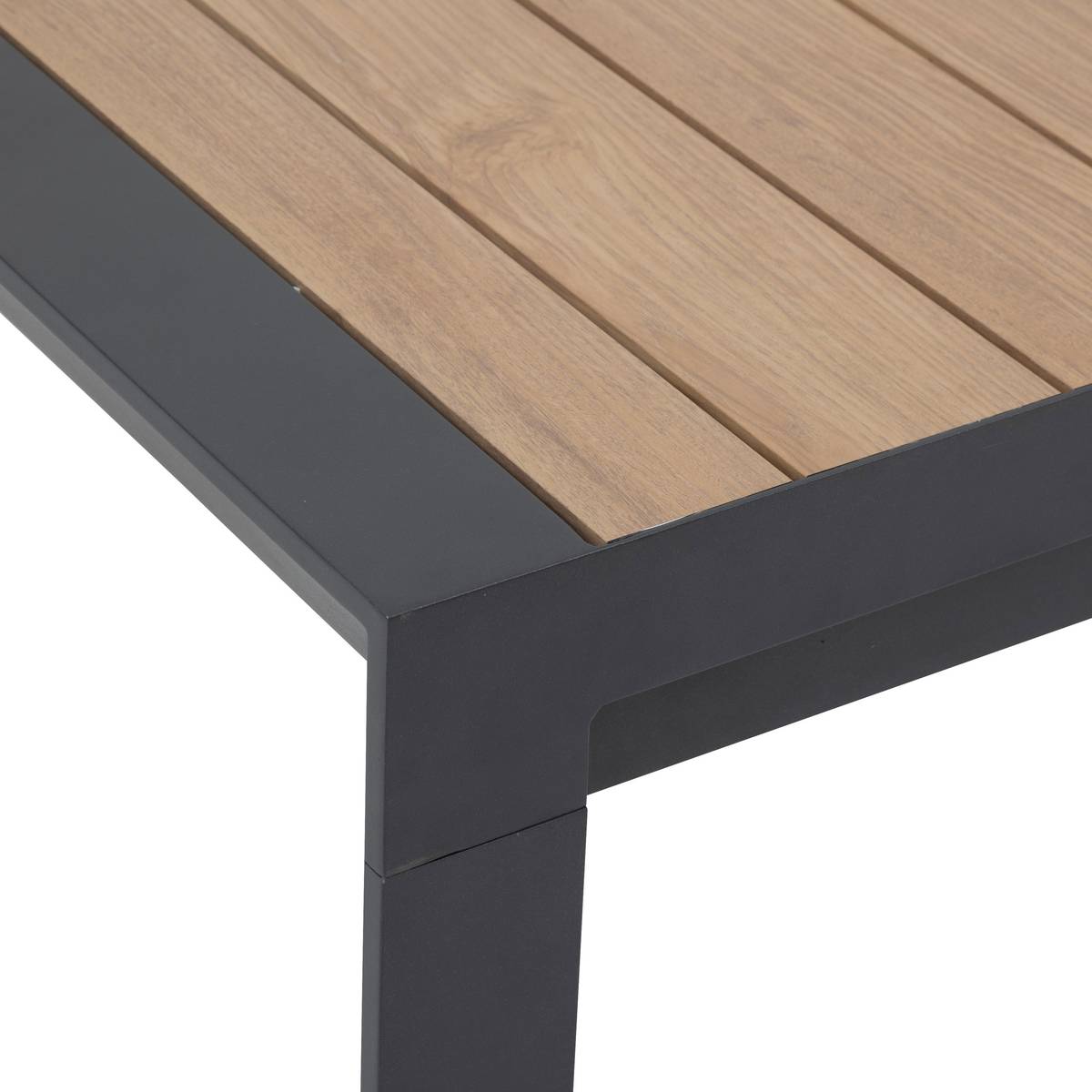 Garden table ÉVASION Wood effect Honey / Graphite 8 seats - Epoxy-treated aluminum, wood-effect aluminum slats Wood Effect Honey / Graphite