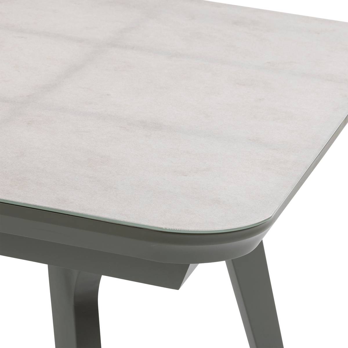 Extendable garden table PULPY Laurel green / Granite Grey 12 seats - Epoxy-treated aluminum, Ceramic-coated glass Laurel Green / Granite Grey
