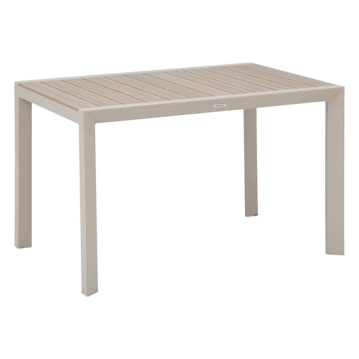 Garden table ÉVASION Wood effect linen / Clay 4 seats - Epoxy-treated aluminum, Wood-effect aluminum slats Wood Effect Linen / Clay