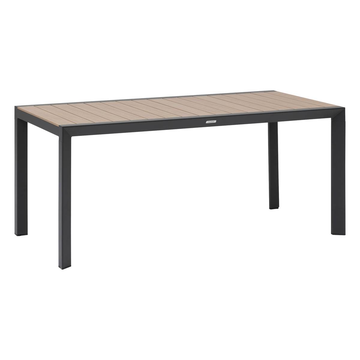Garden table ÉVASION Wood effect Honey / Graphite 6 seats - Epoxy-treated aluminum, wood-effect aluminum slats Wood Effect Honey / Graphite