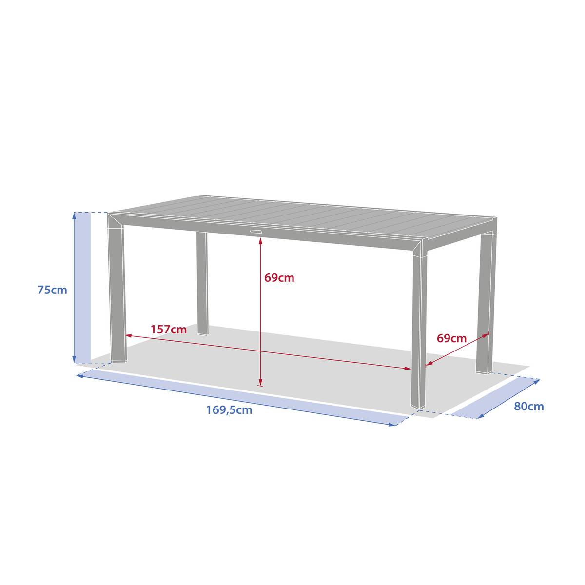 Garden table ÉVASION Wood effect Honey / Graphite 6 seats - Epoxy-treated aluminum, wood-effect aluminum slats Wood Effect Honey / Graphite