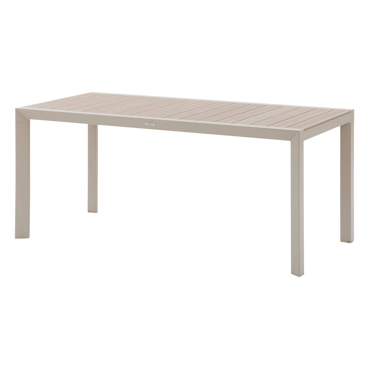 Garden table ÉVASION Wood effect Linen / Clay 6 seats - Epoxy-treated aluminum, wood-effect aluminum slats Wood Effect Linen / Clay