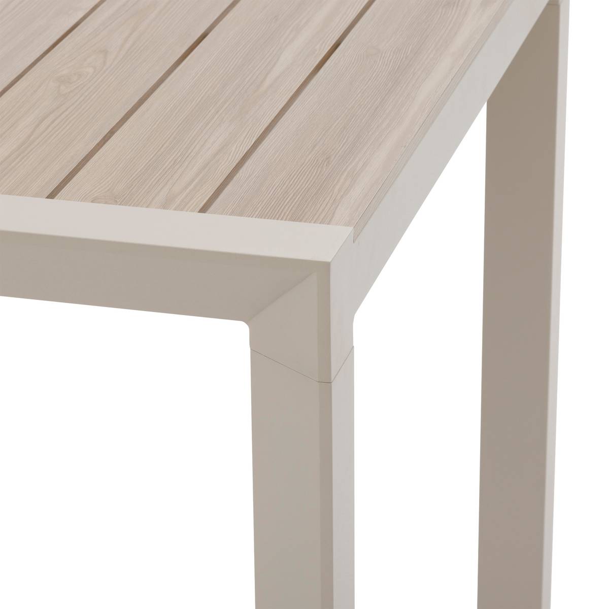 Garden table ÉVASION Wood effect Linen / Clay 6 seats - Epoxy-treated aluminum, wood-effect aluminum slats Wood Effect Linen / Clay