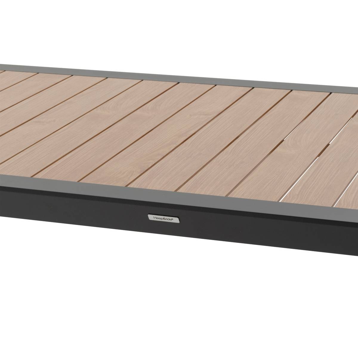 Garden table ÉVASION Wood effect honey / Graphite 8 seats - Epoxy-treated aluminum, wood-effect aluminum slats Wood Effect Honey / Graphite