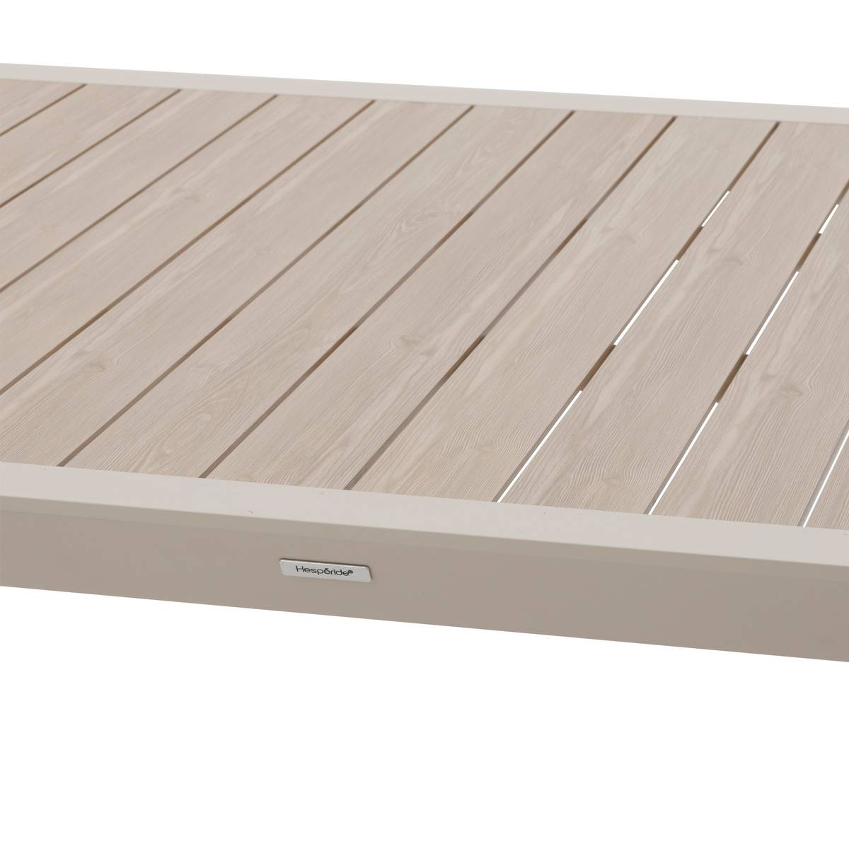 Garden table ÉVASION Wood effect linen / Clay 12 seats - Epoxy-treated aluminum, Wood-effect aluminum slats Wood Effect Linen / Clay