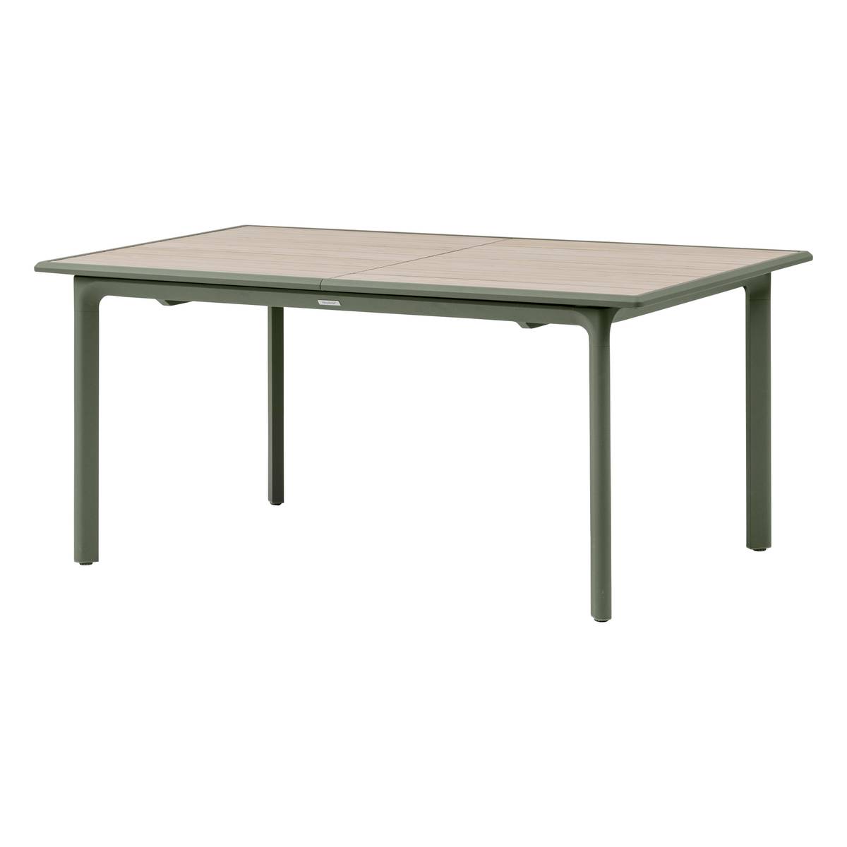 Garden table DILORS Wood effect linen / Laurel green 10 seats - Epoxy-coated aluminum Wood Effect Linen / Laurel Green
