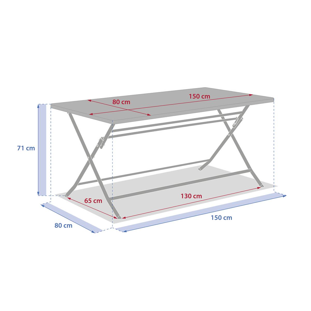 Rectangular folding garden table GREENSBORO Clay 6 seats - Epoxy treated steel, Reinforced anti-rust treatment Clay