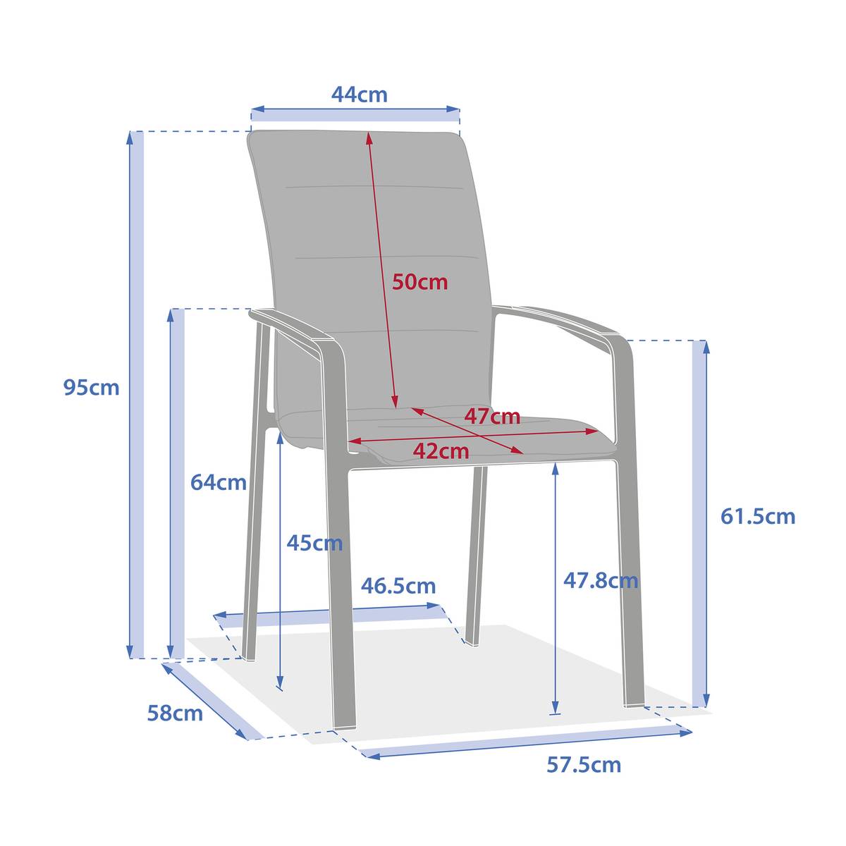 Stackable garden chair with arms DIESE Ivory / Clay Epoxy-treated aluminum, Texaline Ivory / Clay